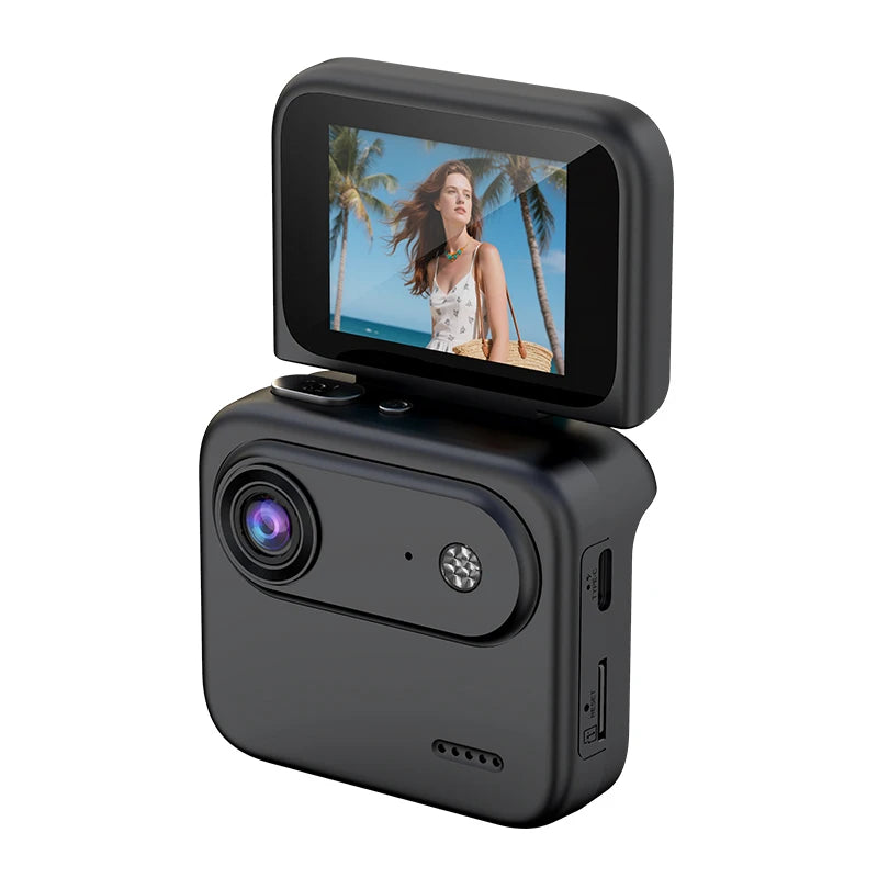 4K Ultra HD Action Camera Flip Screen VLOG Recorder Wide-angle Lens Zpaxo Black