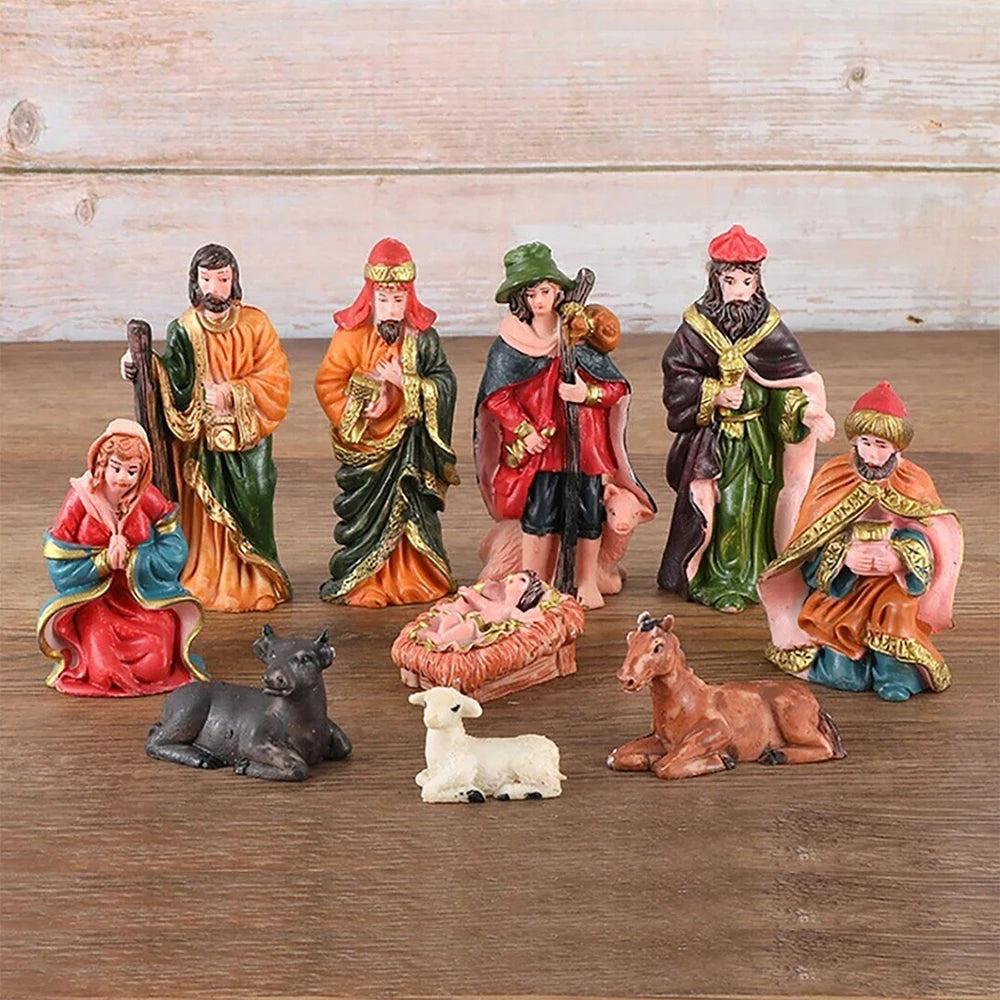 10Pcs Nativity Christ Figurines Set Christmas Nativity Scene Decoration Ornament Gifts Crafts Zpaxo