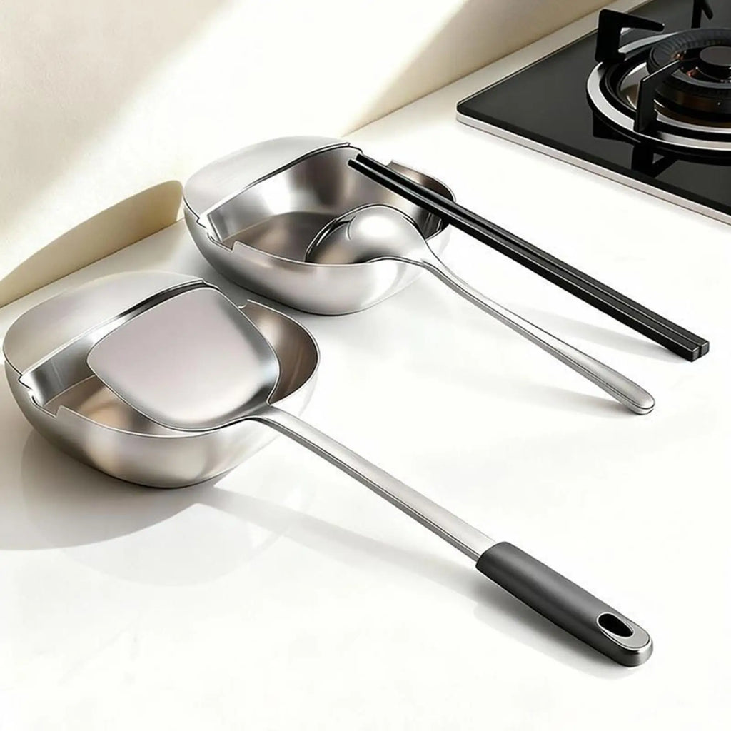 Spoon Rest Kitchen Counter Stainless Steel Stable Base Holder Ladle