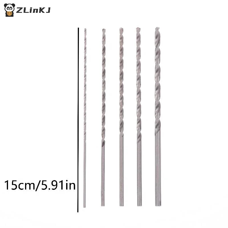 ▶5Pcs 2mm 3mm 3.5mm 4mm 5mm Twist Drill Bit Kit For Wood Plastic Alloy Metal Woodworking Deep Hole Drilling Zpaxo