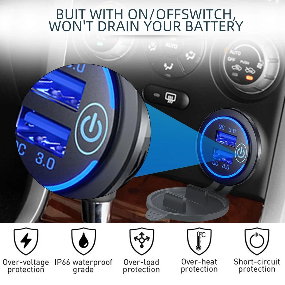 Quick Charge 3 0 Dual USB Fast Car Charger Socket Accessories Zpaxo
