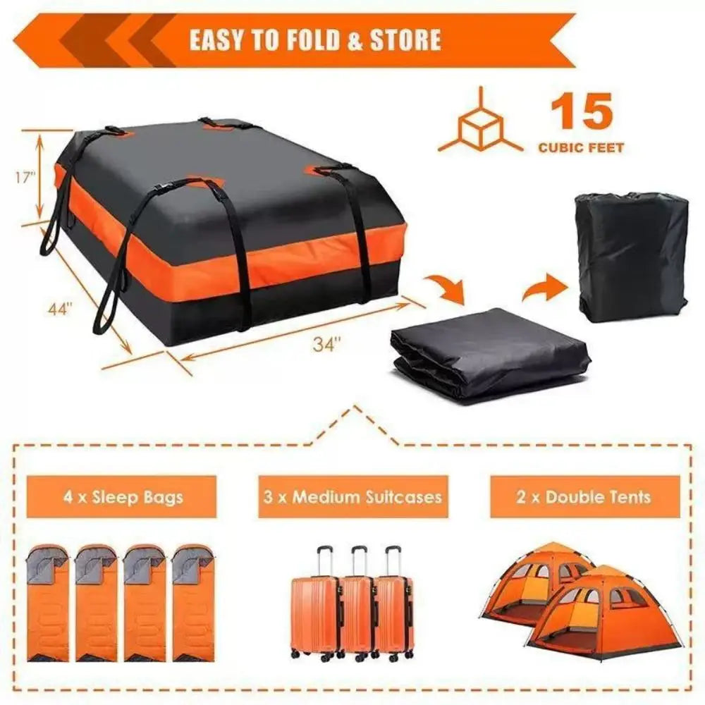 Waterproof Car Roof Bag Wear-resistant 420D Oxford Cloth Roof Luggage Bag Large Capacity Sturdy and Durable Roof Cargo Rack Zpaxo