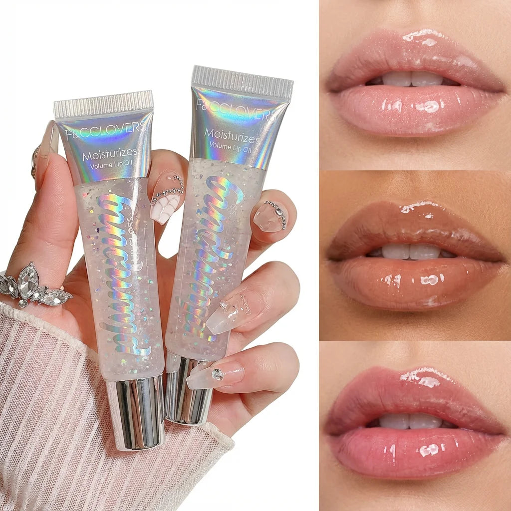 1PC Transparent Lip Oil, Moisturizing Hydrating, Fine Shimmer Liquid Lipstick, Creates Glossy Mirror Shine Effect Zpaxo