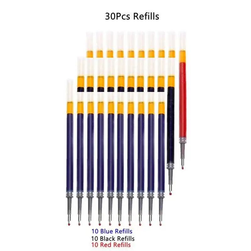 Retractable Gel Pens Black Blue Red Ballpoint Pen Students Stationery Zpaxo 30 Mixed refills