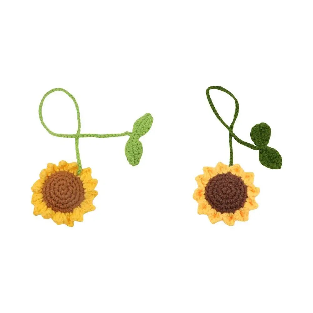 Multipurpose Car Handmade Crochet Sunflower Accessories Toy Brown Zpaxo