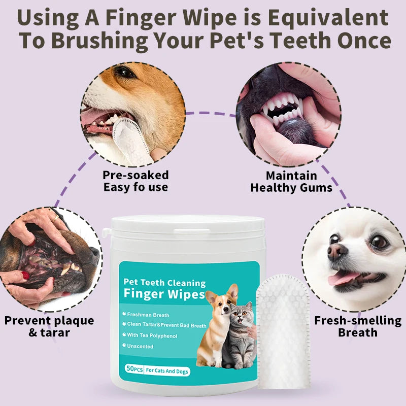 Pet Teeth Cleaning Wipes for Cats & Dogs – Lickable Gloves Pet Dental Wipes Zpaxo