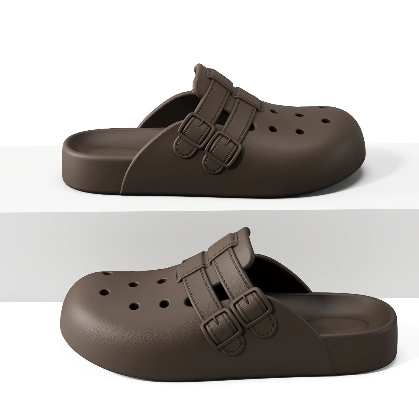 Women Summer Closed-toe Hollow Out Breathable Clogs Slip-on Non-slip Zpaxo Coffee 36-37