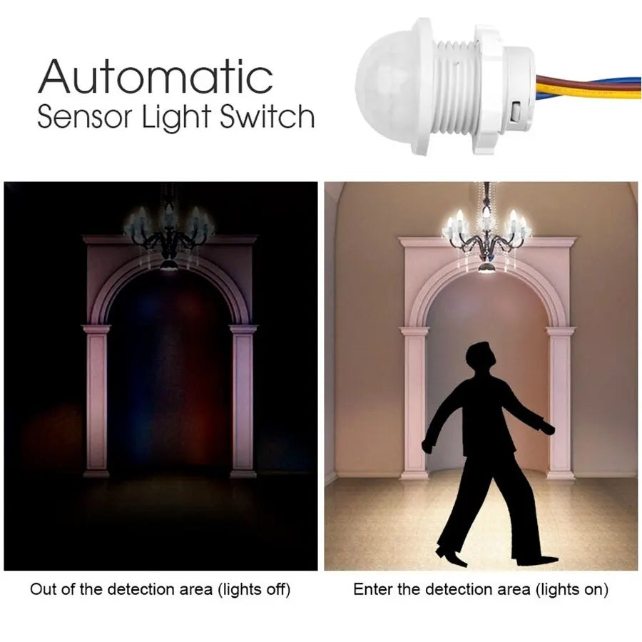 Smart PIR Motion Sensor Light Switch AC 110V- 240V Human Body Pir Infrared Detector Auto On Off Smart Switch Sensor Night Lamp Zpaxo