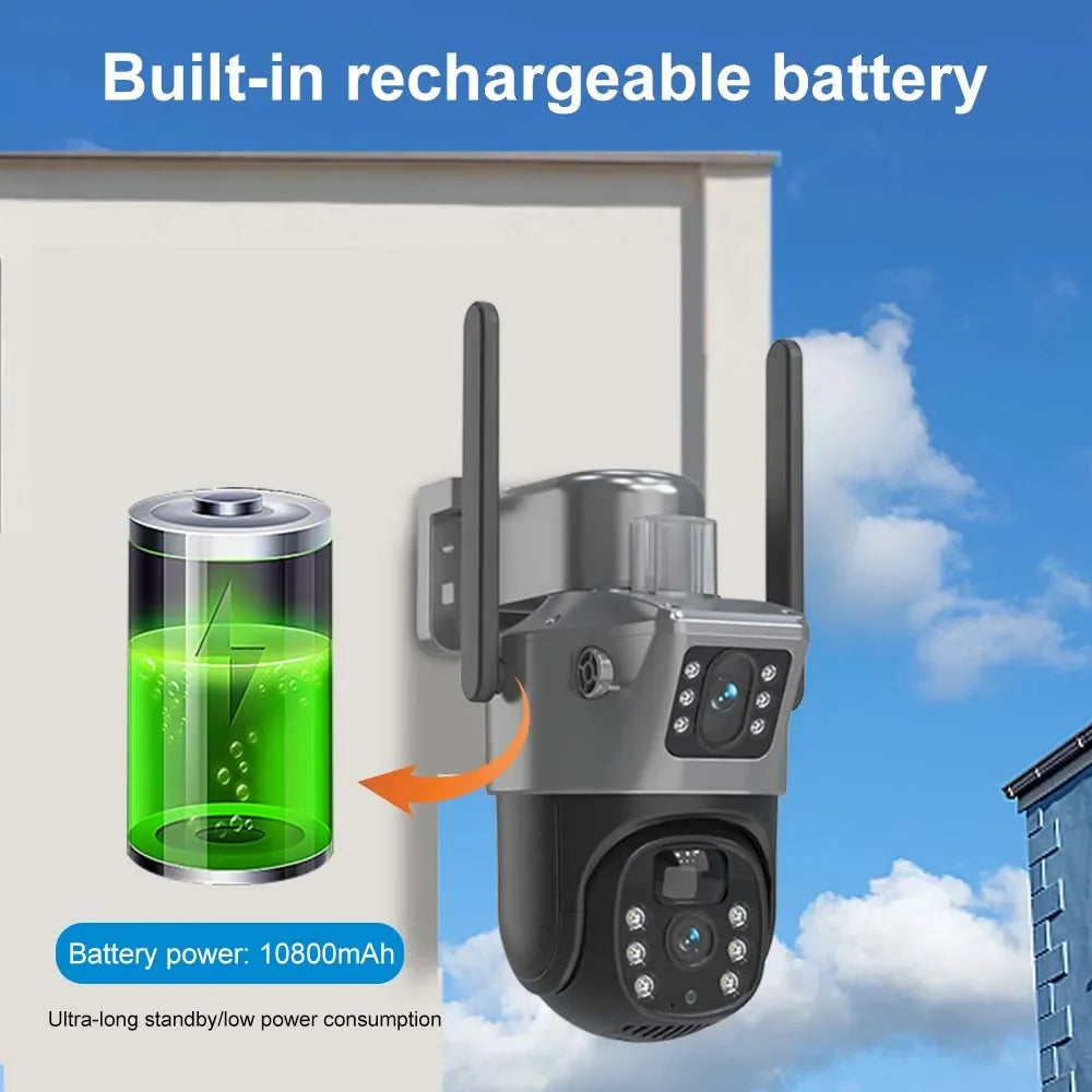 4K 8MP Dual Lens Solar Camera Outdoor Security Wifi Surveillance Zpaxo