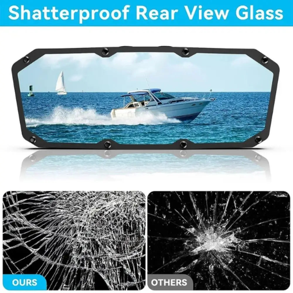 Heavy Duty Marine Rearview Mirror Stainless Steel Rustproof Universal Boat Mirror Wide Angle Convex Lens Anti Vibration Zpaxo