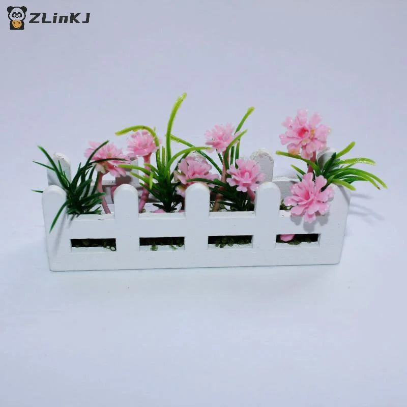 ▶1/12 Dollhouse Simulation Flower Potted Model Mini Garden Decoration Dolls House Micro Landscape Ornament Zpaxo