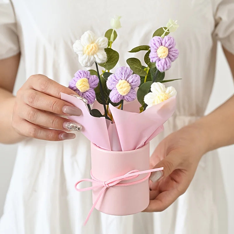 Knitted Handmade Artificial Flower Home Decor Holiday Birthday