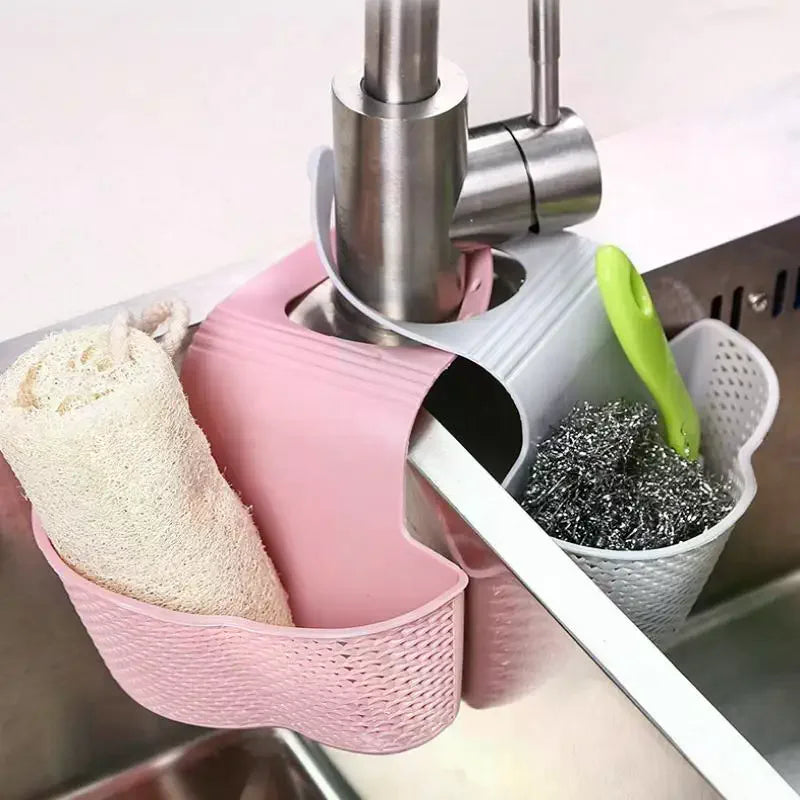 Sink Draining Hanging Basket Adjustable Kitchen Accessories Sink Bag Soap Sponge Shelf Faucet Holder For Bathroom Zpaxo