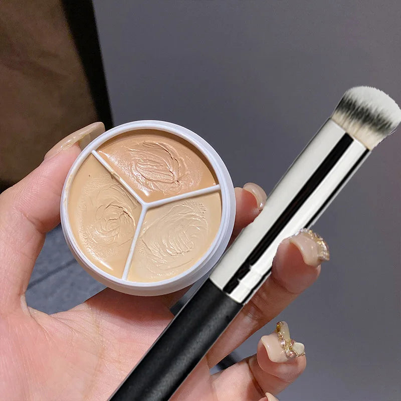 3/6-color Concealer Palette with/No Brush Cream Texture Moisturizer Concealer Modify Enhance Contours Lasting Makeup Waterproof Zpaxo Concealer and Brush