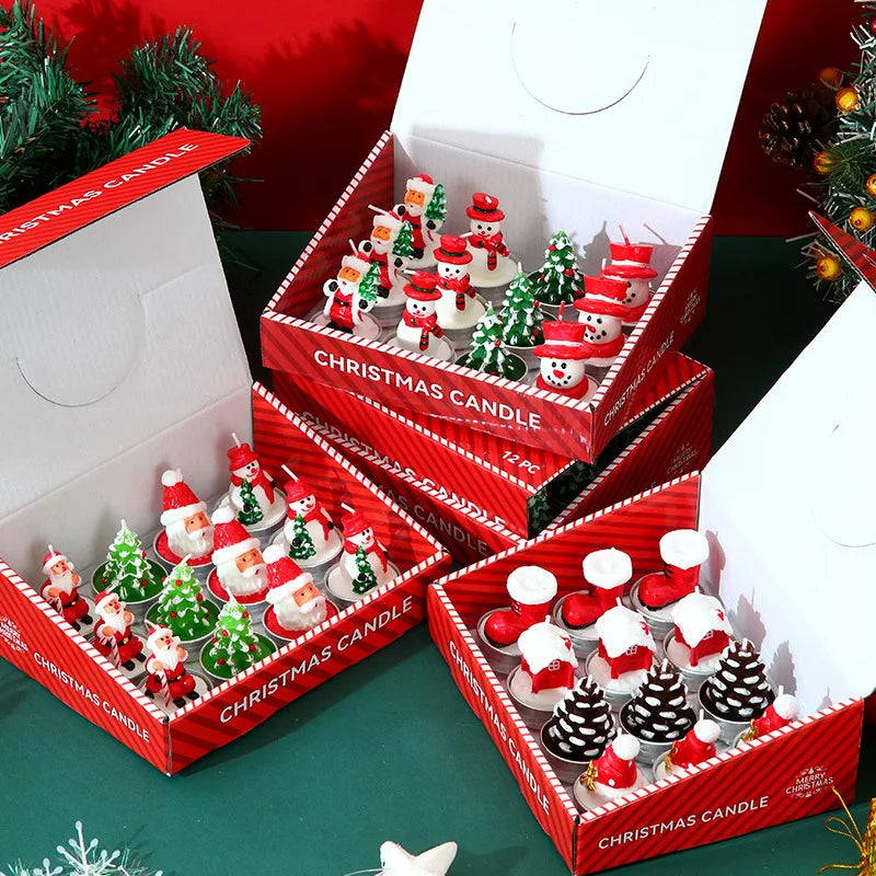 Christmas Mini Candle Set – 12 Festive Wax Figures