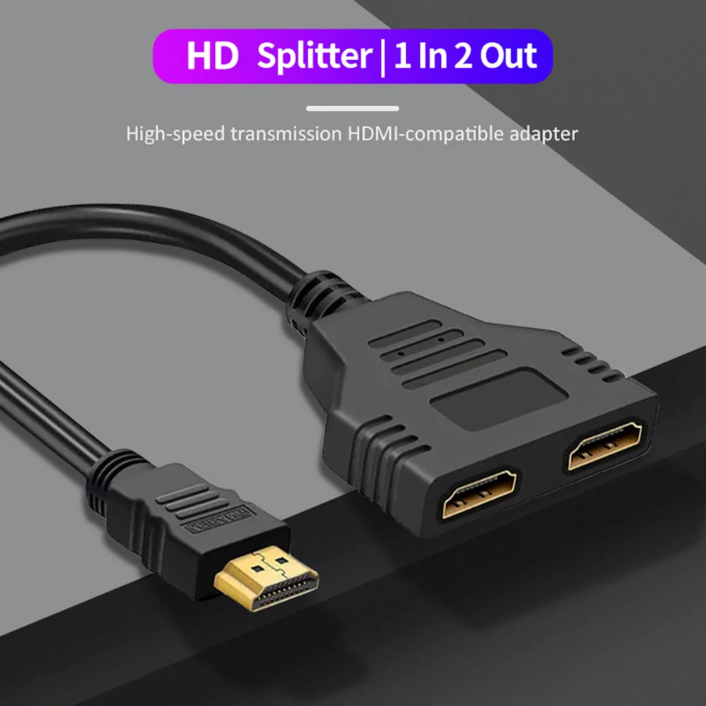 1080P HDMI 1 to 2 Splitter Adapter – Male to 2 Female Y Cable HDMI Splitter Adapter Zpaxo