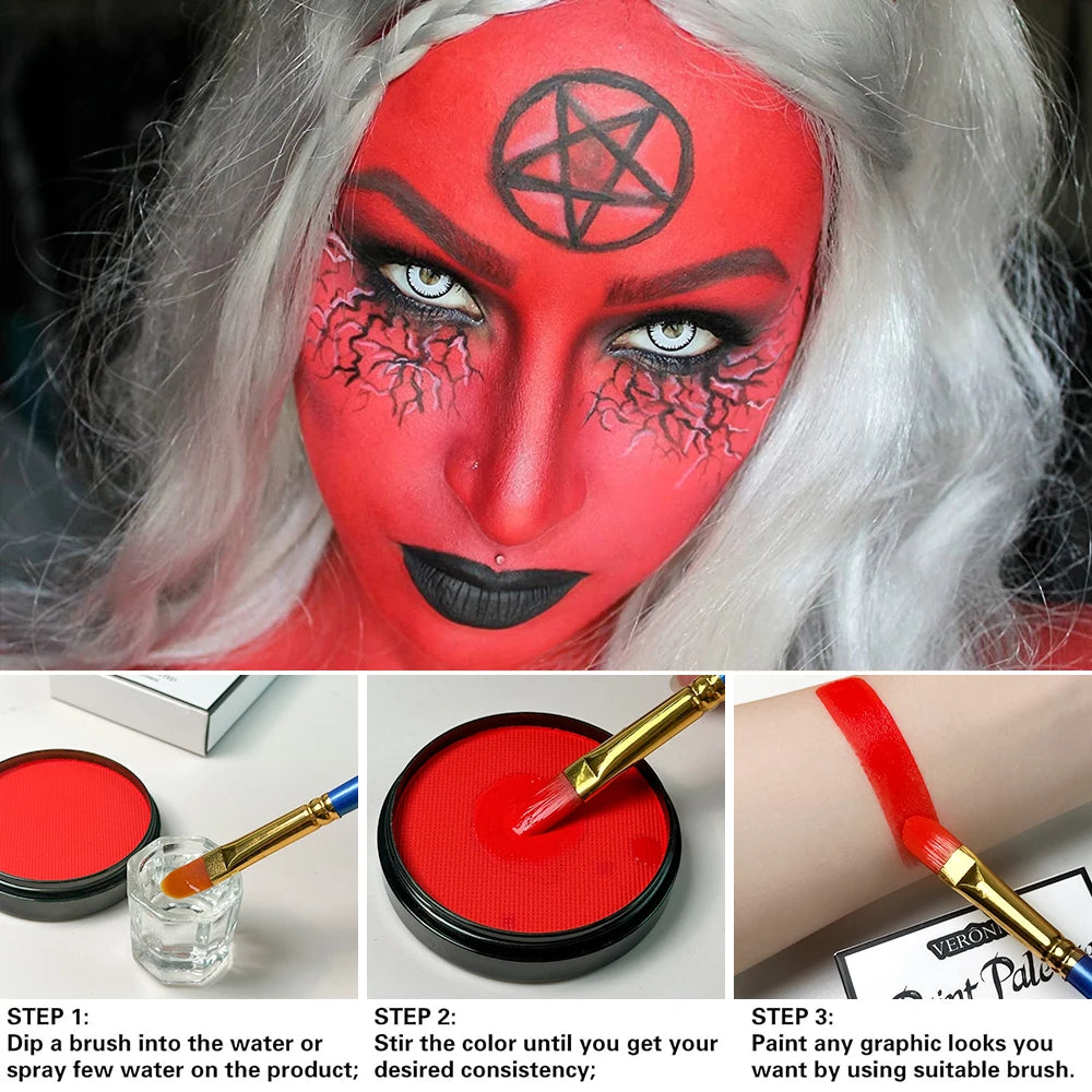 Face Body Painting Palette Non-toxic Safe Monochromatic Water Based Zpaxo