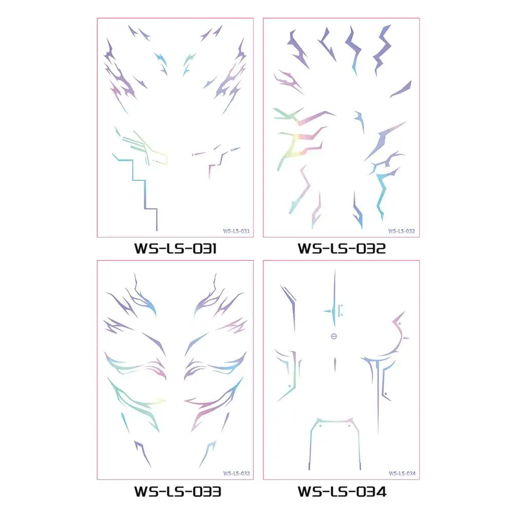 Disposable Tattoo Stickers Anime Cosplay Stage Performance Makeup Waterproof Facial Sticker Party Decorations Zpaxo C