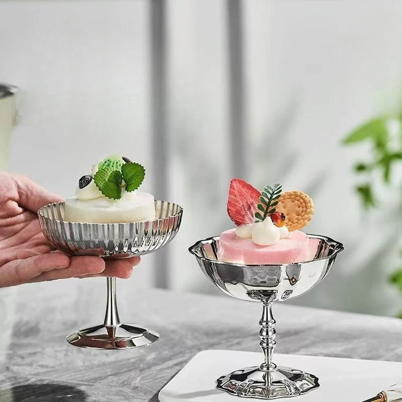 Stainless Steel Ice Cream & Dessert Cups – Tall & Short Dessert Serving Cup Zpaxo