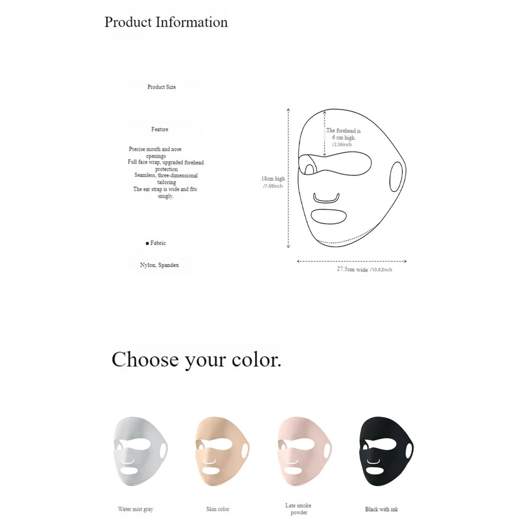 Full Facial Sunscreen Mask Lightweight UV Protection Ice Silk Mask Ear-Hanging Open Nose Masking for Spring Summer Outdoor Zpaxo