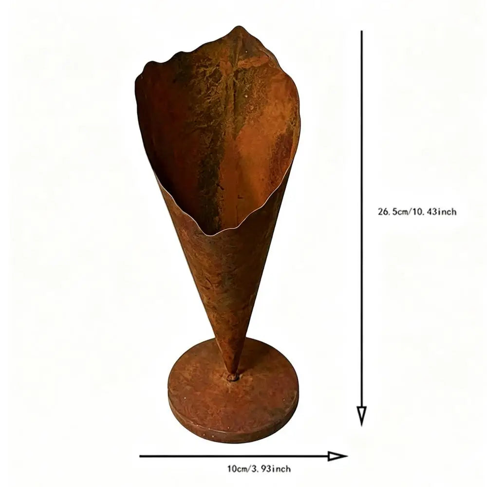 Cone Shape Flower Pot Geometric Rustic Container Decorative Metal Plants Pot for Garden Balcony Entrance Floor Women Grandma Zpaxo China Mainland L
