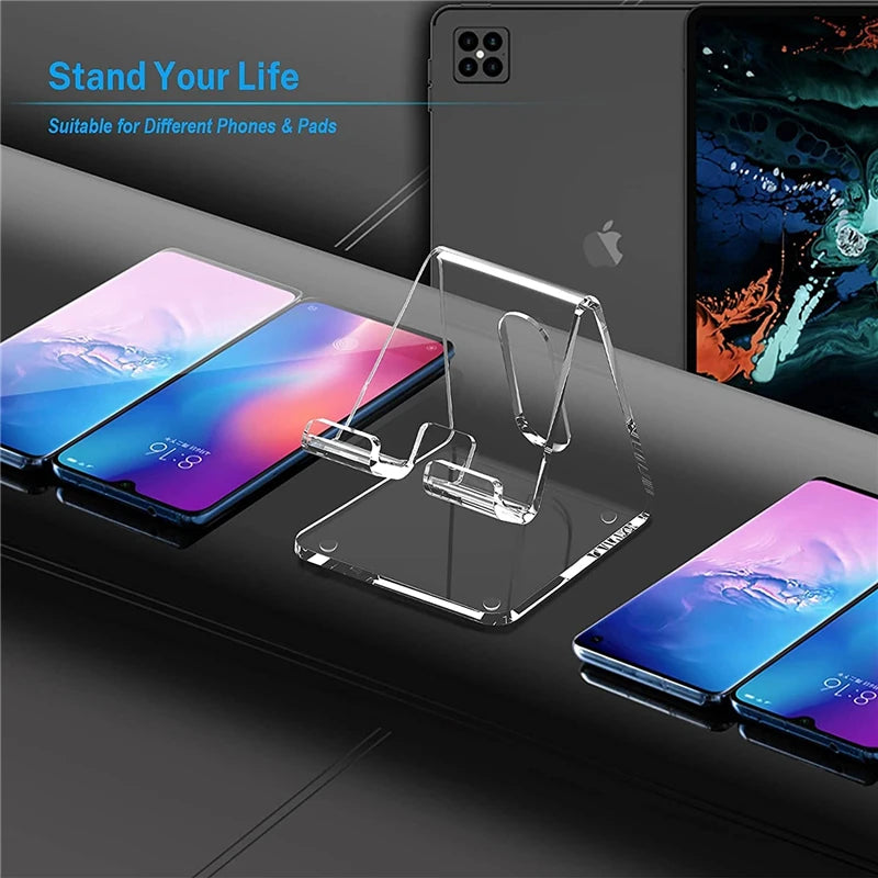 Acrylic Mobile Phone Stand Portable Transparent Smartphone Holder Universal Desktop Tablet Bracket For iPhone iPad Xiaomi Realme Zpaxo