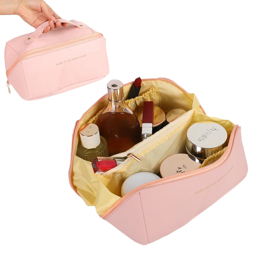 Travel Cosmetic Bag Large-Capacity Makeup Storage Bag Waterproof PU Leather Pillow Shape Toiletries Organizer Zpaxo
