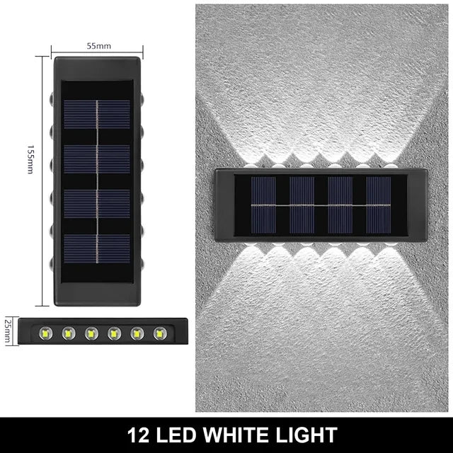 Solar LED Light Outdoor Waterproof Wall Lamp Dusk Dawn Fence Lighting Zpaxo 12LED-WHITE 1PCS