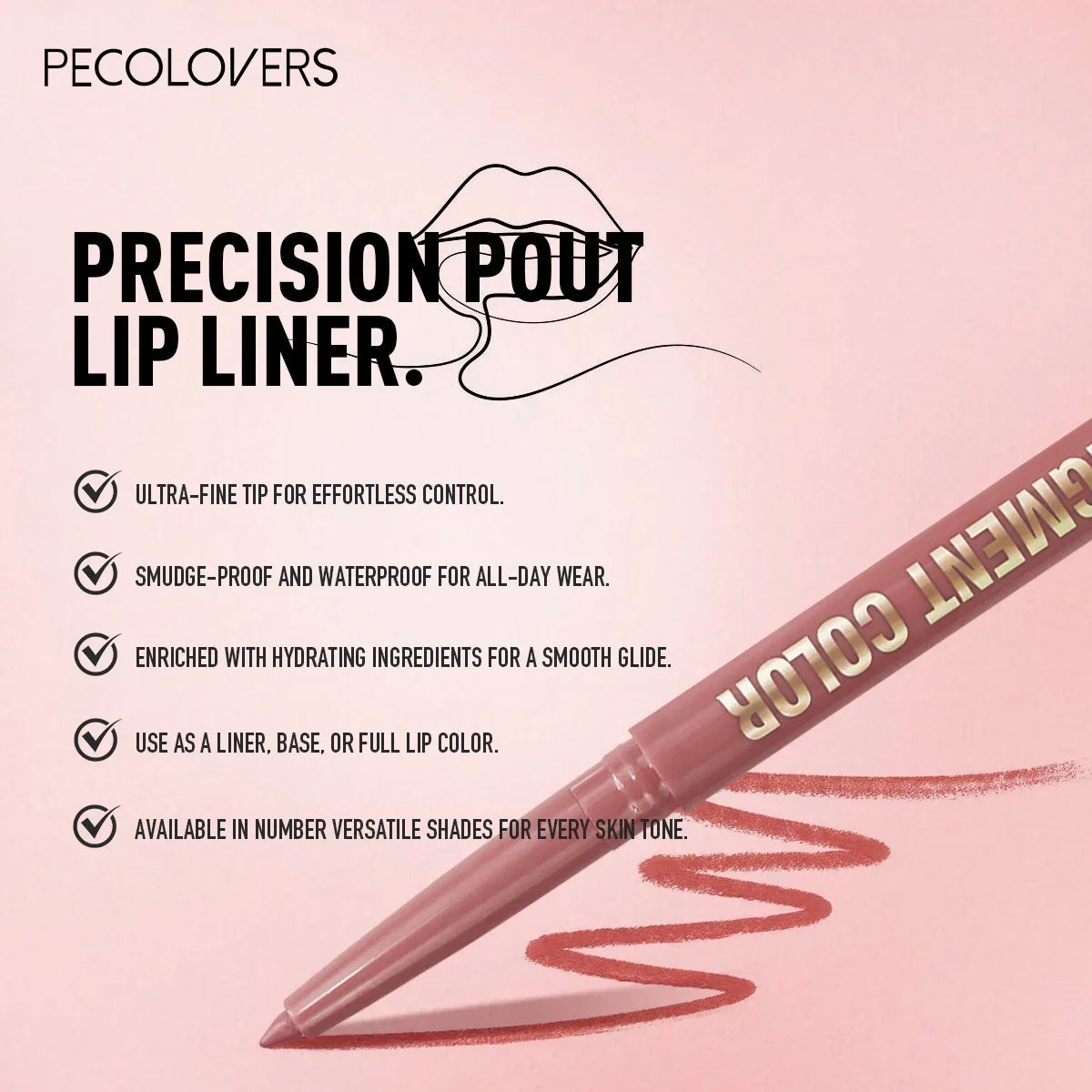 Matte Lip Liner Pen Long-lasting Waterproof Easy Glide Moisturizing Zpaxo