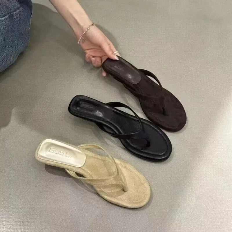 Women's Fish Mouth Clip-toe Comfortable Solid Wedge Heel Slippers Zpaxo