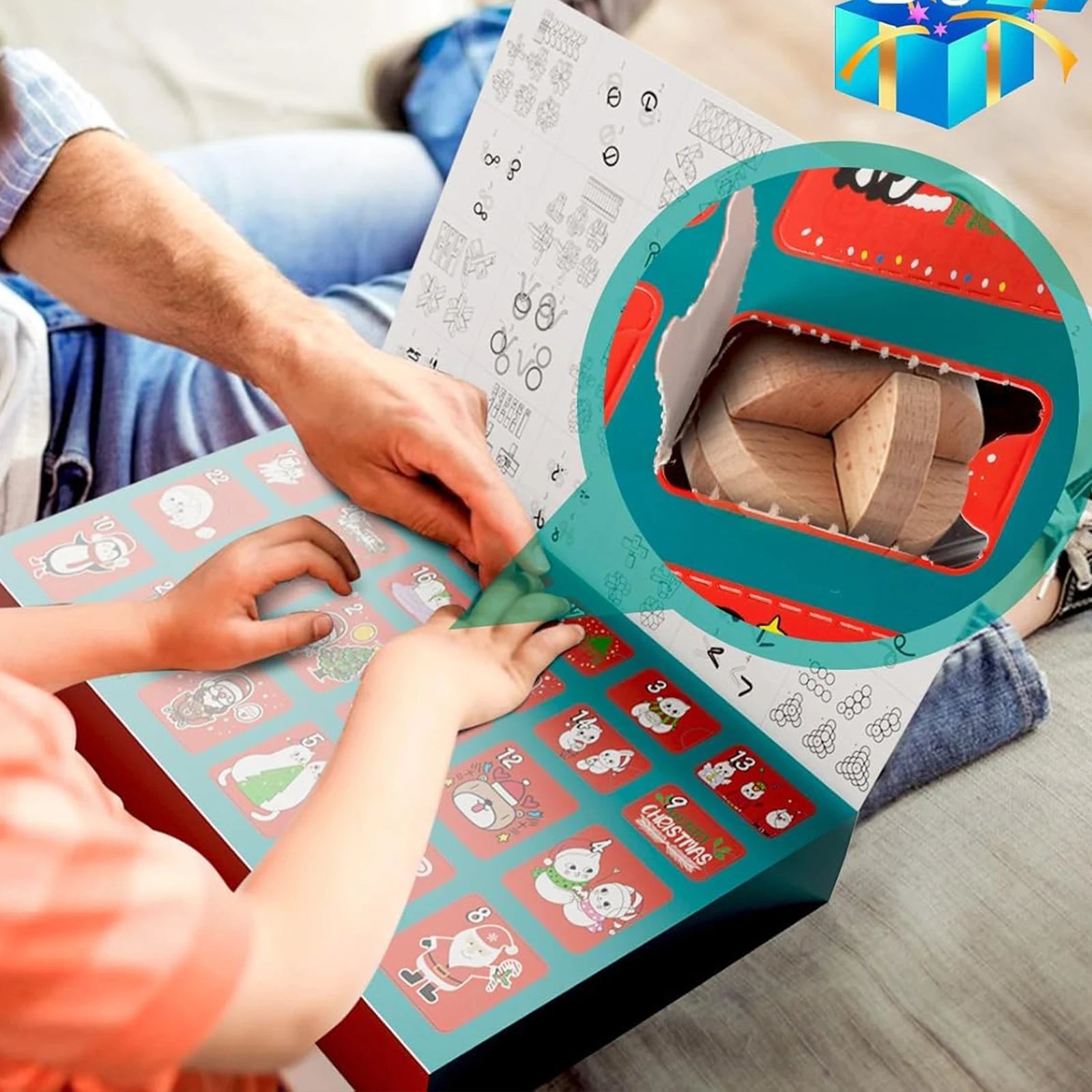 Metal Puzzle Christmas Advent Calendar Gifts Box Ruban Lock Puzzle Xmas Countdown Calendar Box Brain Teaser Fidget Toy Zpaxo