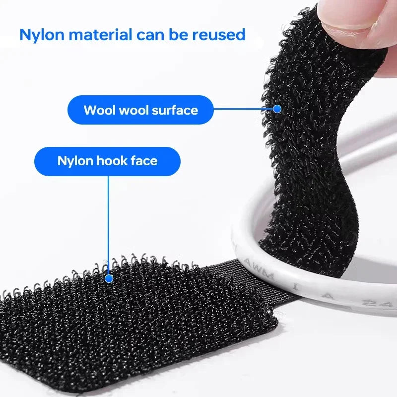 Reusable Cable Ties Self Adhesive Adjustable Cord Straps USB Winder