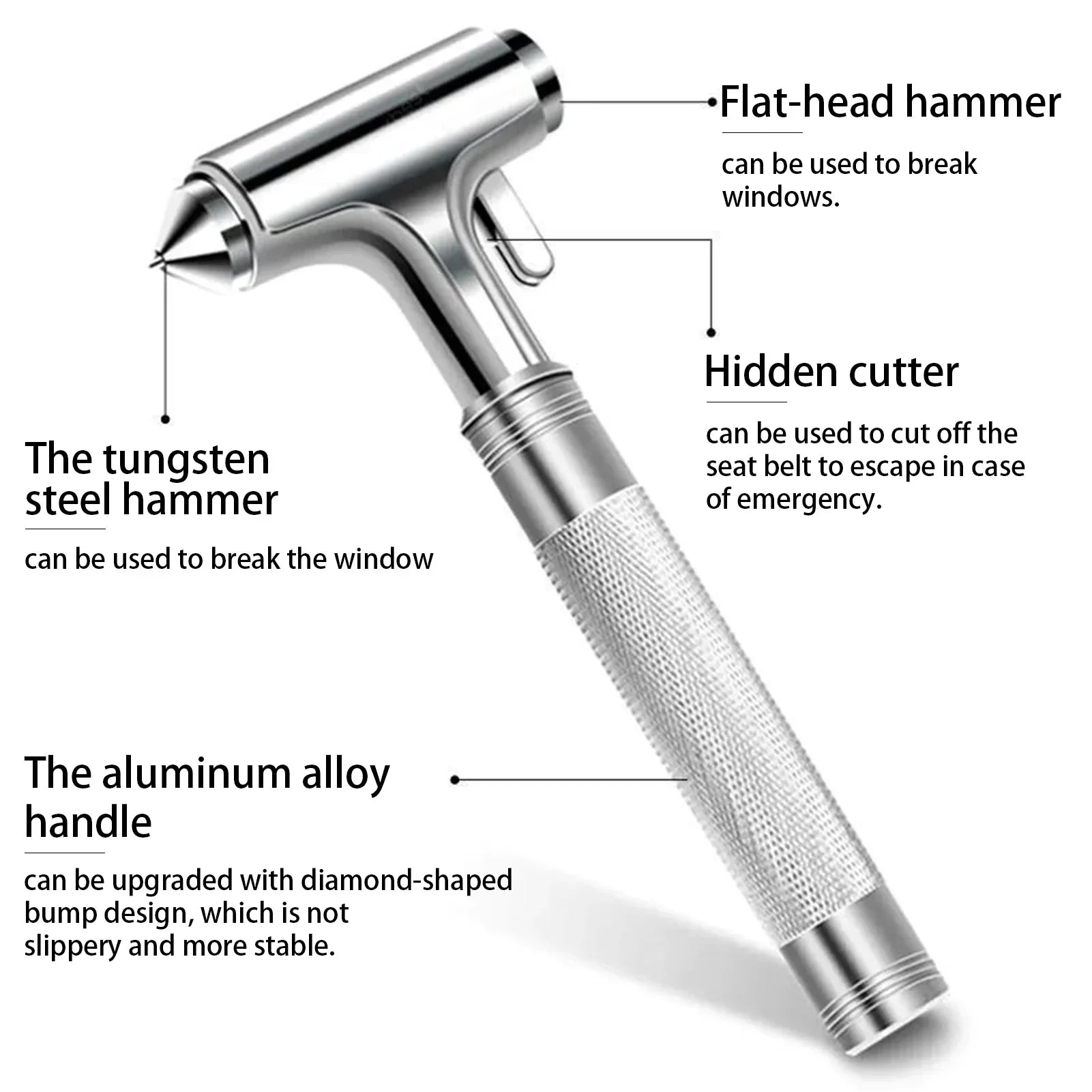 Car Safety Hammer – Window Breaker & Seatbelt Cutter Tool