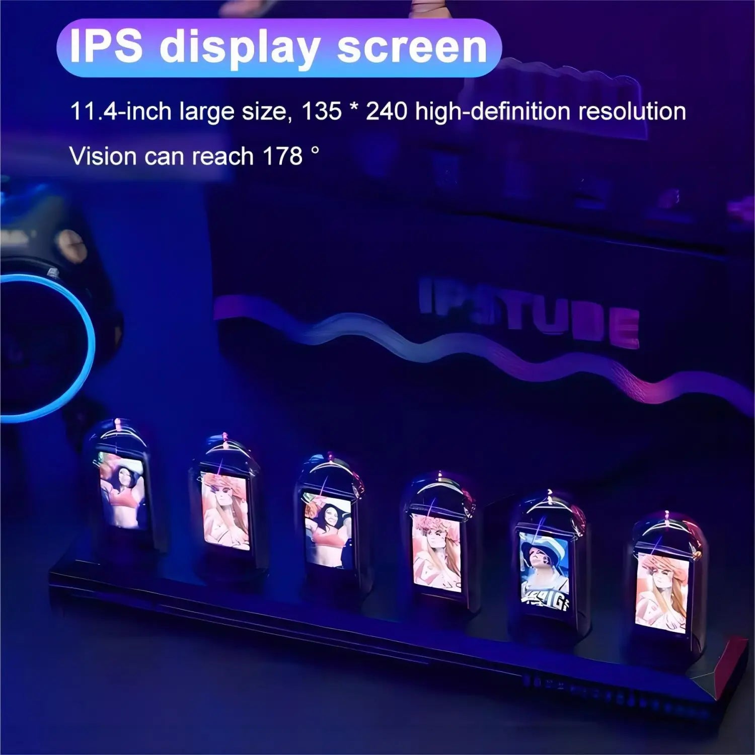 RGB Nixie Tube Clock LED Glows IPS Color Screen DIY Analog Digital Tube Night lights Gaming Desktop Home Decoration Gift Idea Zpaxo