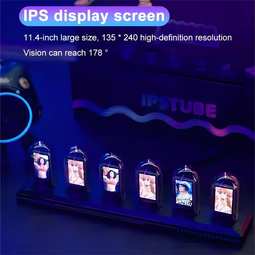 Nixie Tube Clock Night Light IPS RGB Glow Color App Control DIY Screen Digital Tube Clock For Bedroom Zpaxo