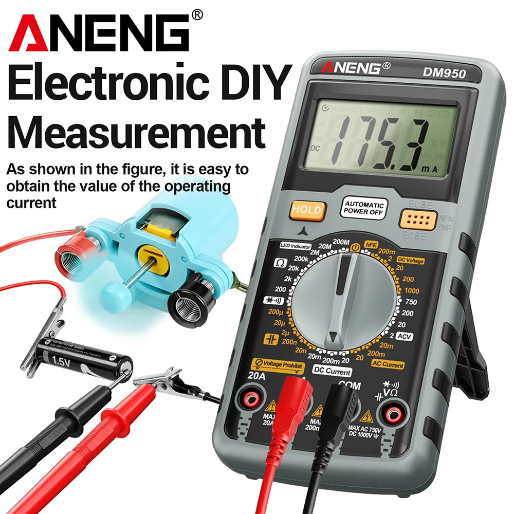 ANENG DM950 Multifunctional 1999 Count AC DC Voltage Current hFE