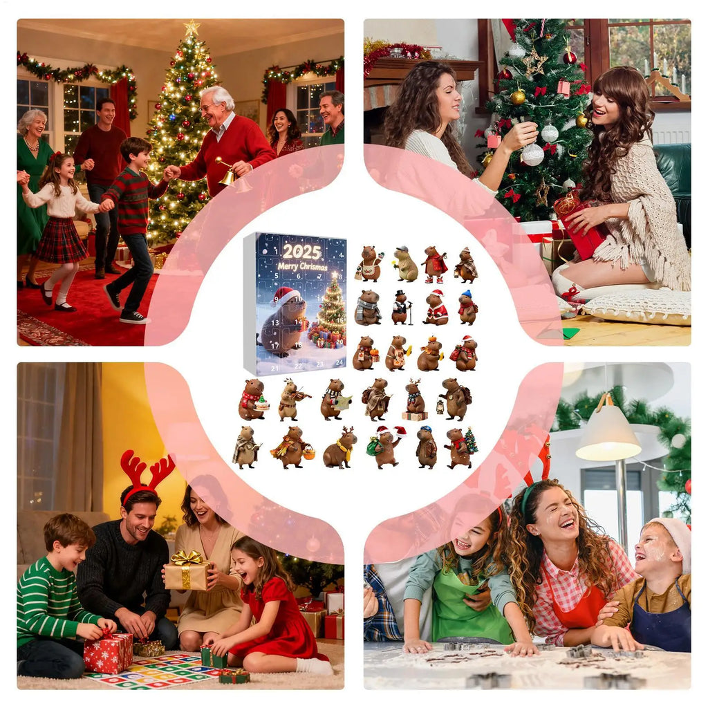 Capybara Christmas Countdown Calendar 24 Days Advent Ornament 2D