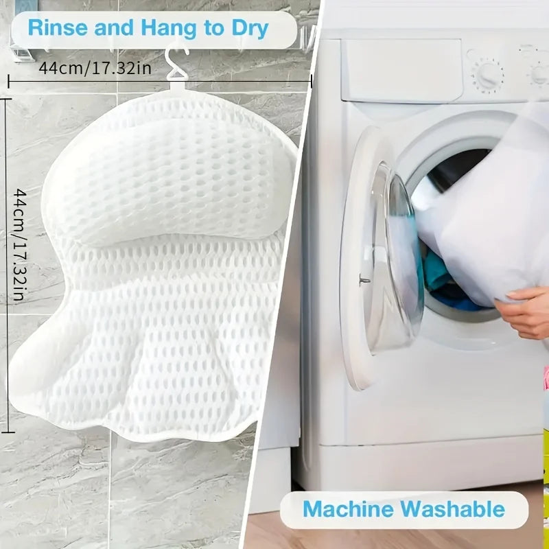 Luxury Bath Pillow 3D Air Mesh Secure Suction Neck Back Support