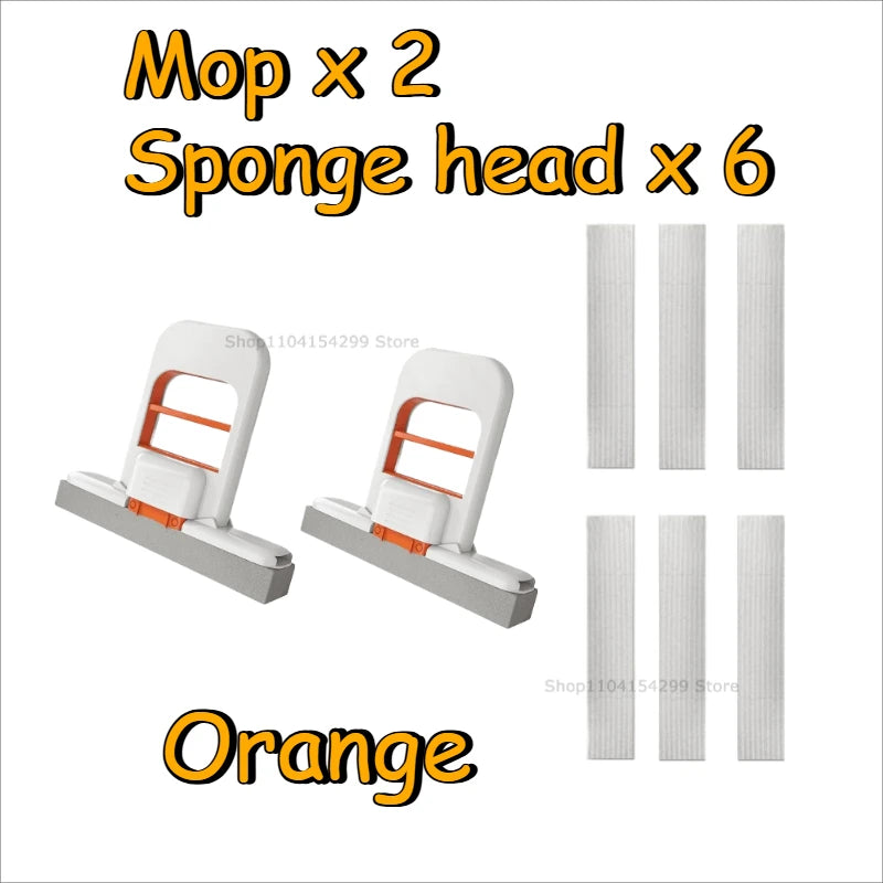 2/8PCS Self-Squeezing Mop Desktop Mops Handheld Sponge Mop Bathroom Kitchen Glass Foldable Tabletop Scrubber Mini Cleaning Tool Zpaxo Style5-Orange