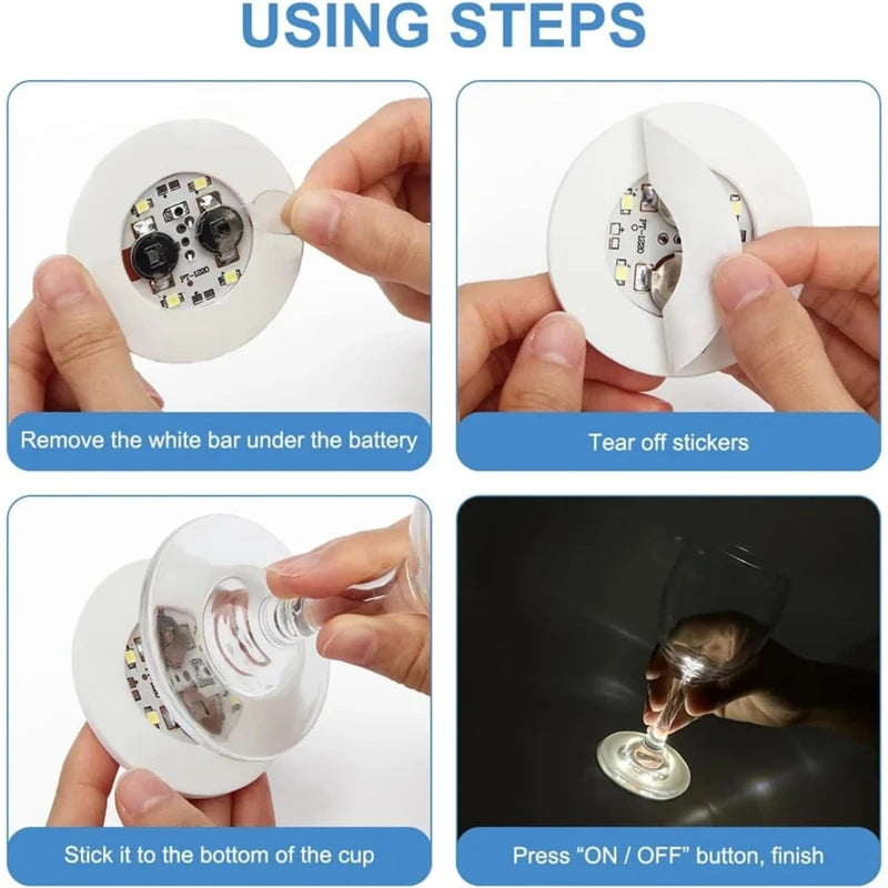 LED Drink Coasters Flashing Cup Coaster Lights Light Up Stickers