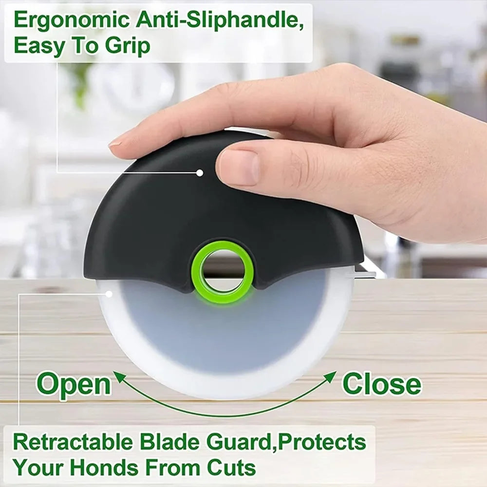 1pc Pizza Cutter Wheel with Protective Blade Cover Premium Stainless Steel Pizza Slicer for Pizza, Bread, Pastry, Waffle Zpaxo