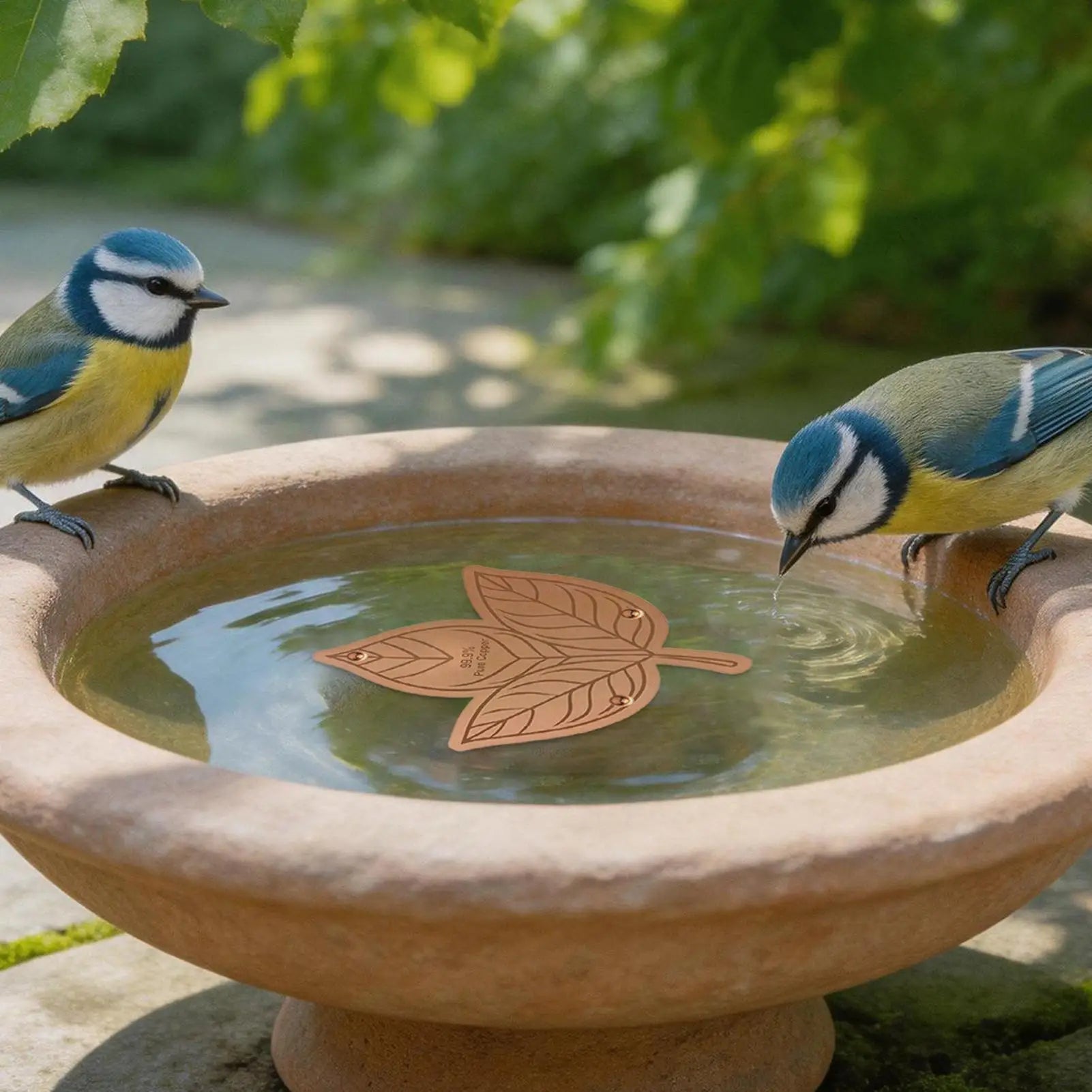 1PC Bird Bath Copper Birdbath Purifier With Triple-Point Support Bath Disk Ornaments Feeder Accessories For Outdoor Bird Baths Zpaxo