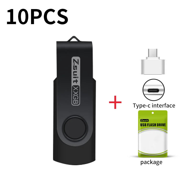 Zsuit 10Pcs/Lot USB Flash Drive 64GB 32GB 128GB High Speed Pen Drive 16GB Memory Stick Free Custom Logo Gift Metal Memory U Disk Zpaxo