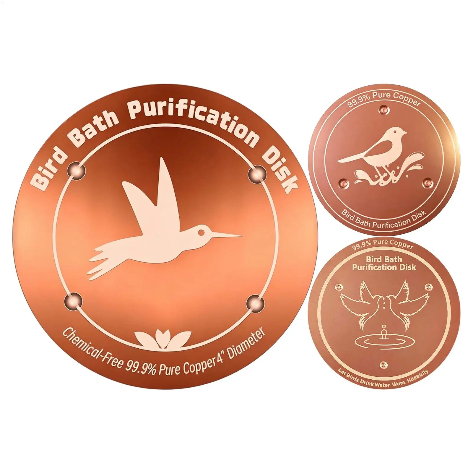 Bird Bath Copper Birdbath Purifier Triple-point Support Disk Zpaxo