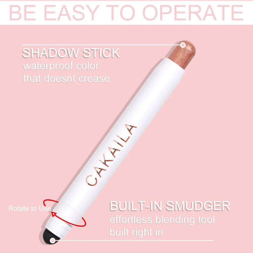 Double-head Eyeshadow Stick Diamond Shimmer Highlighter Pencil Pearl Pigment Long Lasting Cream Eye Shadow Matte Brush Pen Zpaxo