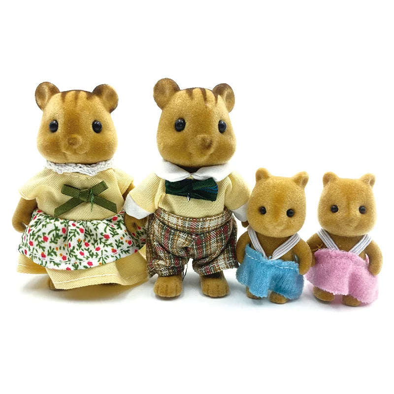 Simulation Forest Rabbit Family Doll Plush Toys Dollhouse Figures DIY Zpaxo Squirrel family