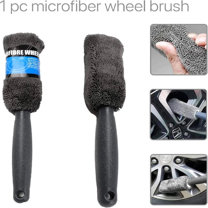 9-Piece Automotive Microfiber Gloves Car Wash Sponge Tires Brush