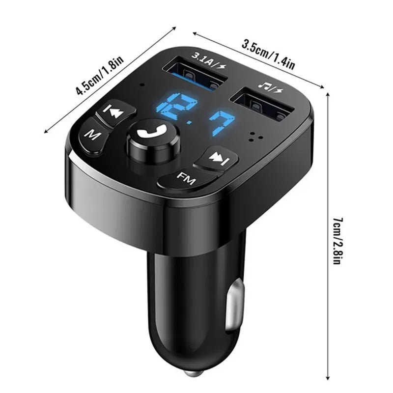 Bluetooth 5.0 FM Transmitter – Car MP3 Player & Dual USB Charger