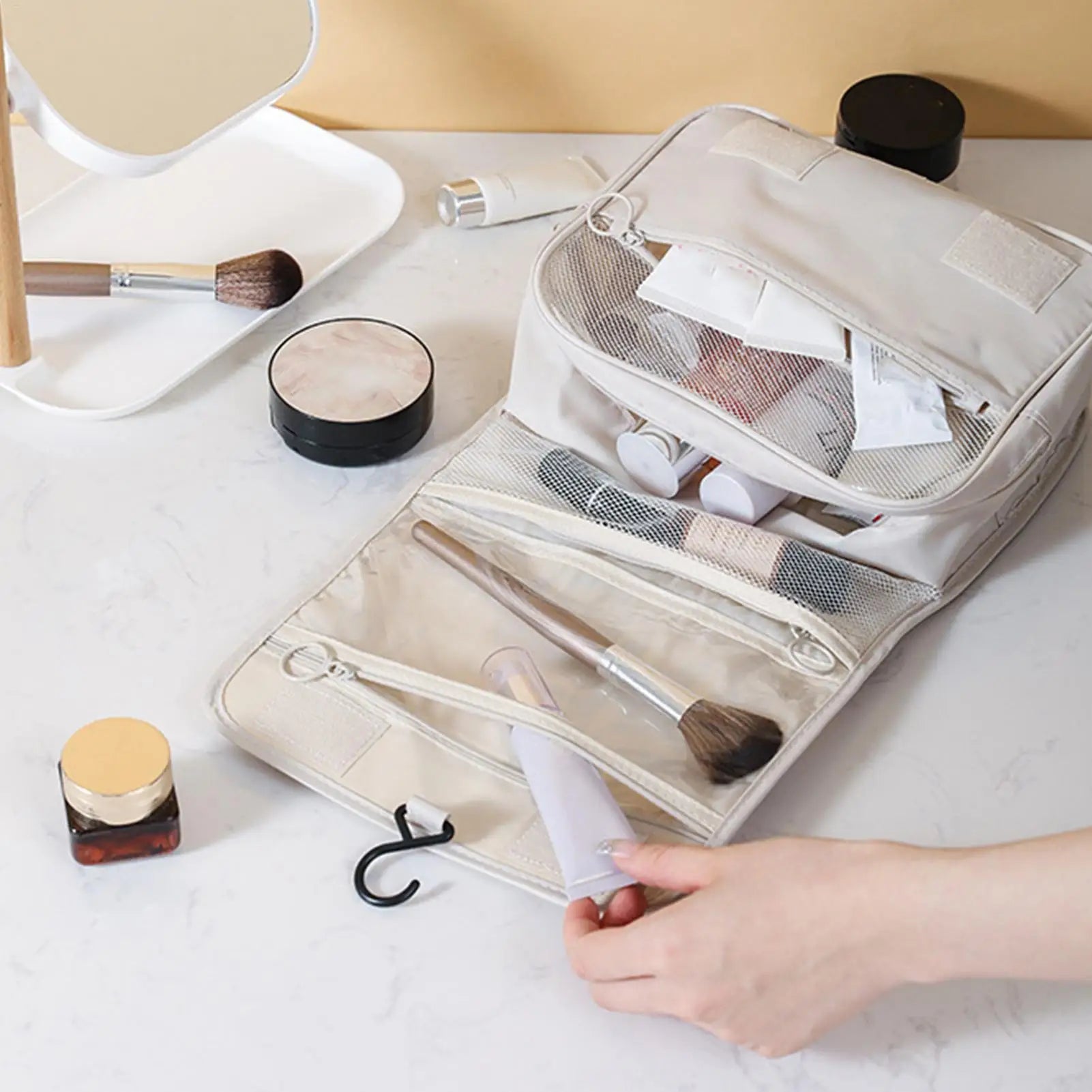 Toiletry Travel Bag Hangable Makeup Organizer Cosmetics Storage Pouch
