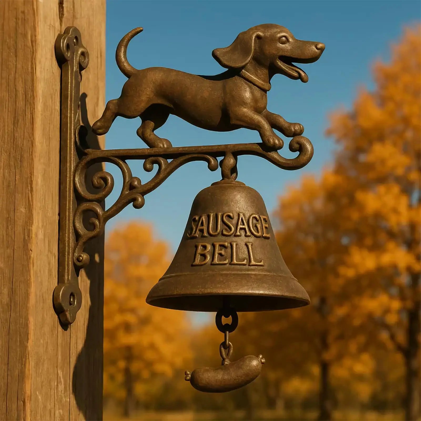 Halloween Witch Bell Metal Shopkeeper Dachshund Outdoor Doorbell
